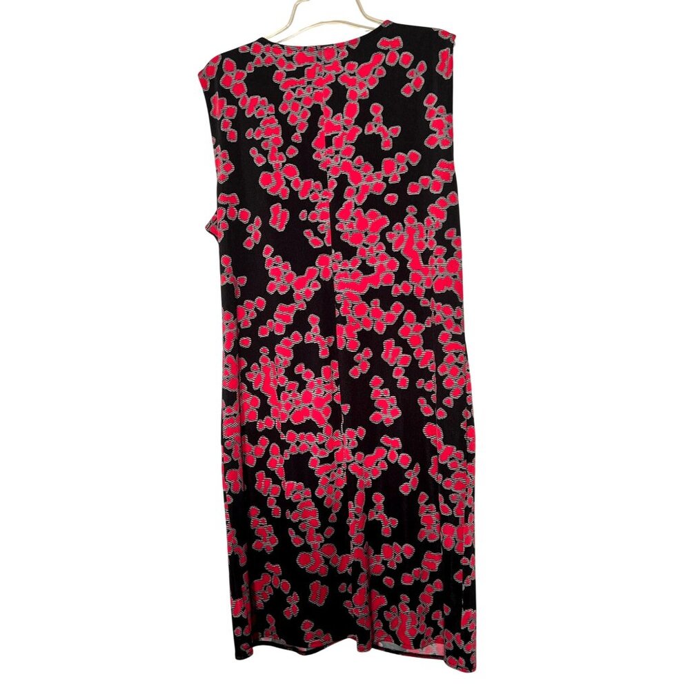 Dana Buchman XL Sleeveless Black Red Ruched Floral Dress Career Night Out - Picture 2 of 15